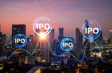 IPO graphic over a city